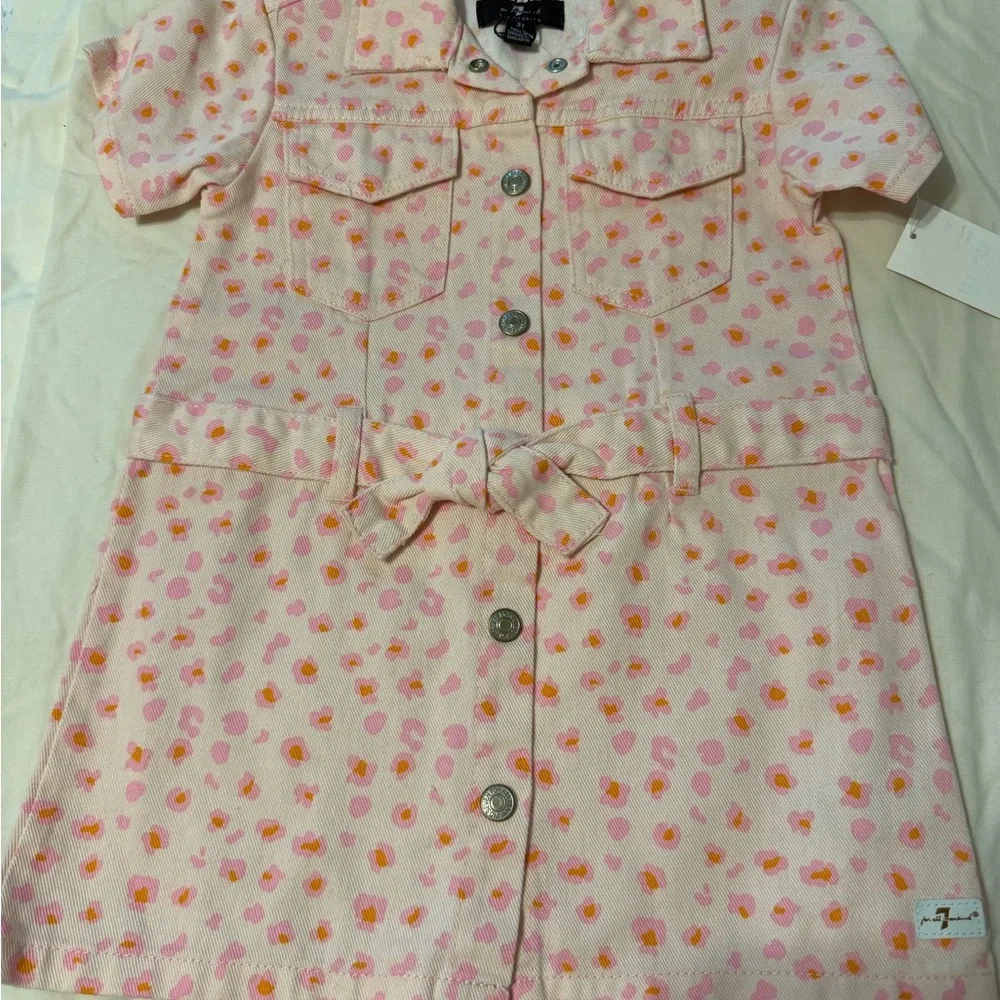 7 For All Mankind Pink Floral Button-Front Dress